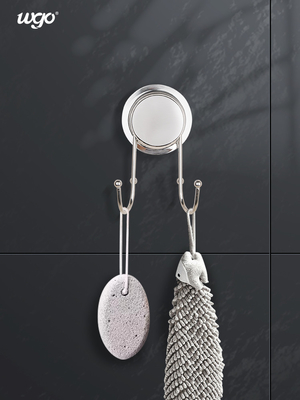 Stainless Steel Bebas Kerusakan Gantung Kamar Mandi Dapur Hisap Double Robe Hook