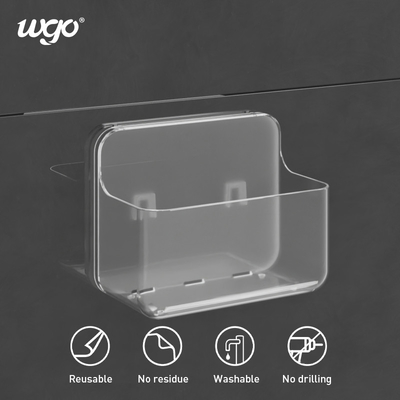 Stiker yang Dipatenkan Sangat Dipasang Self Adhesive Shower Caddy Clear Fittings