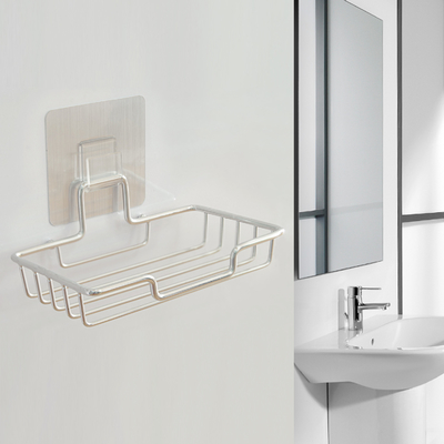 Steel Self Adhesive Sabun Piring Sponge Case Dispenser Aksesori Kamar Mandi Wall Mounted Sabun Dish Holder