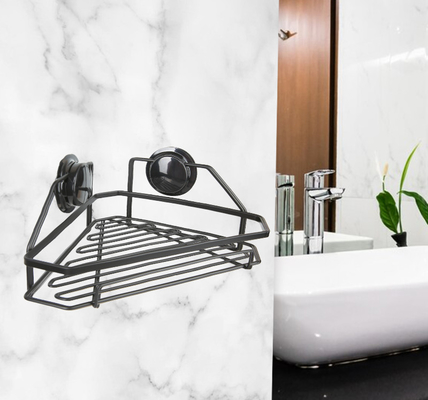 Cangkir Hisap Hitam Teroksidasi Rak Sudut Kamar Mandi Stainless Steel Bebas Karat