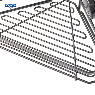 Cangkir Hisap Hitam Teroksidasi Rak Sudut Kamar Mandi Stainless Steel Bebas Karat