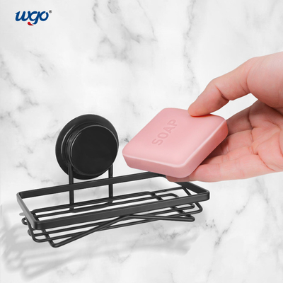 Suction Mounted Stainless Steel Shower Caddies, WGO Black Soap Dish Holder