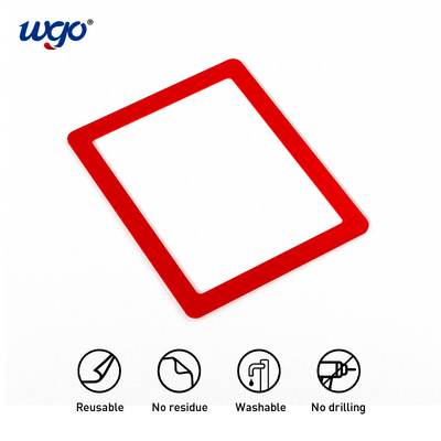 Tersedia Di Permukaan Halus Wall Mounted Sign Holder Self Adhesive Tanpa Magnet