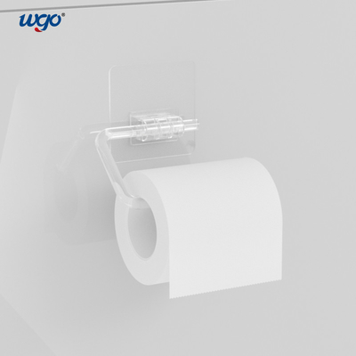 Self Adhesive Wall Mount Kamar Mandi Set Clear Toilet Paper Roll Holder Stand