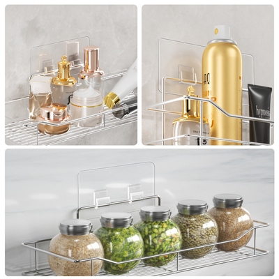 WGO Self Adhesive Shower Caddy, Dapat Dicuci Dan Dapat Digunakan Kembali Tanpa Bor Kait Dinding