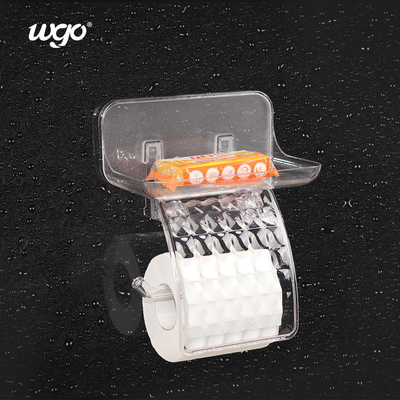 WGO Transparan Kamar Mandi dinding dipasang Toilet Paper Holder Tissue Roll Dispenser dengan Phone Storage Shelf