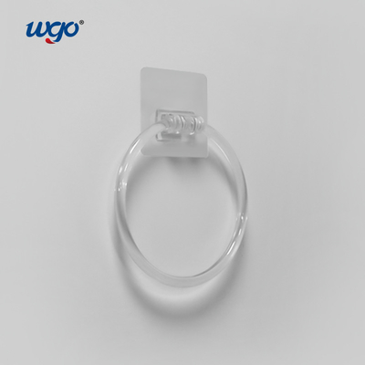 PC Material Kamar Mandi Bisa dicuci Clear Towel Ring Holder Adhesive ISO9001 Diameter 160mm
