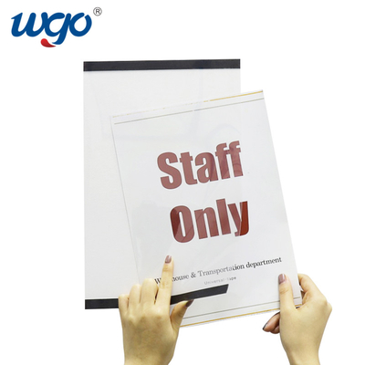 A4 210mm X 297mm Wall Mounted Sign Holder ODM Bahan Plastik Bening