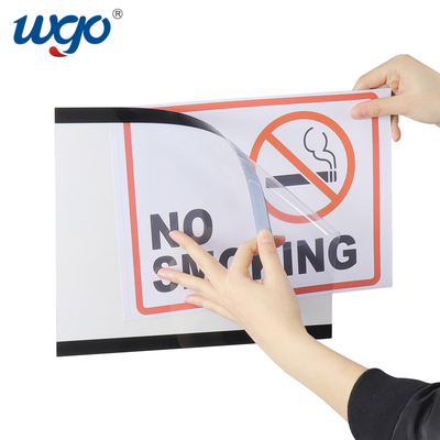A4 210mm X 297mm Wall Mounted Sign Holder ODM Bahan Plastik Bening