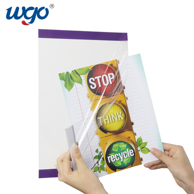 A4 210mm X 297mm Wall Mounted Sign Holder ODM Bahan Plastik Bening
