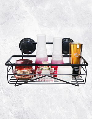 Cangkir Hisap Pemegang Caddy Kamar Mandi Teroksidasi Hitam Tetap Stainless Steel SS201
