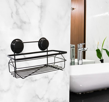 Cangkir Hisap Pemegang Caddy Kamar Mandi Teroksidasi Hitam Tetap Stainless Steel SS201