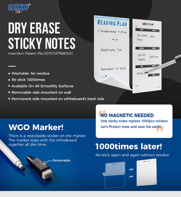 Tidak Ada Residu Sticky Dry Erase Board ODM OEM Self Stick W Peel Drawing Writing