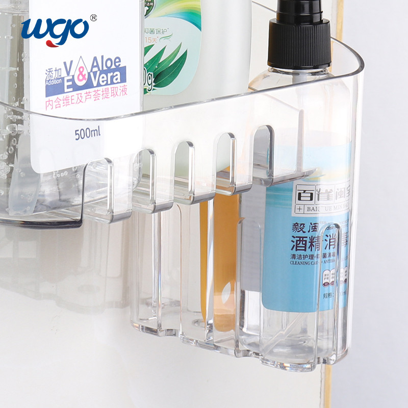 Clear Kitchen Storage Bath Organizer Basket Wall Mount Untuk Shower Bar