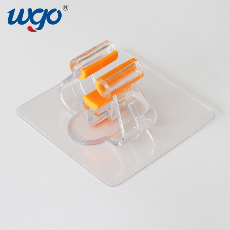 Clear Golden Broom Mop Holder Wall Mount PC Silicone pita perekat Untuk Lemari