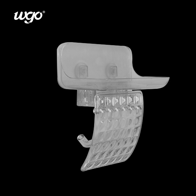 WGO Transparan Kamar Mandi dinding dipasang Toilet Paper Holder Tissue Roll Dispenser dengan Phone Storage Shelf