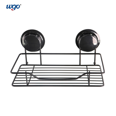 Black WGO Storage Bath Caddy Shelf Suction / Glue Fix Rust Free